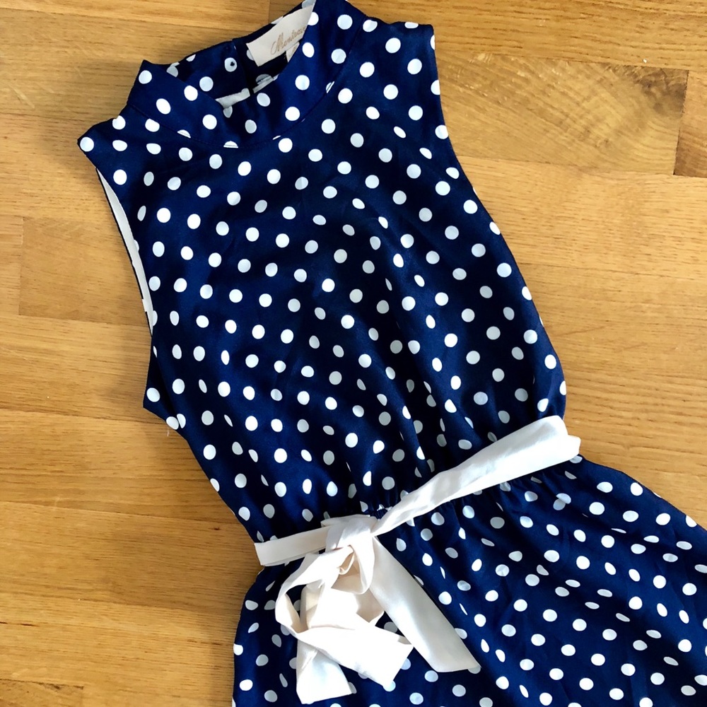 Navy Blue Polka-Dot Dress
